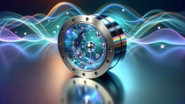Generated stock image: a quantum sensor with chromatic wave patterns
