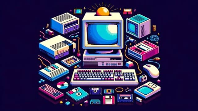 Generated stock image: pixel-art tribute to retro computer hardware